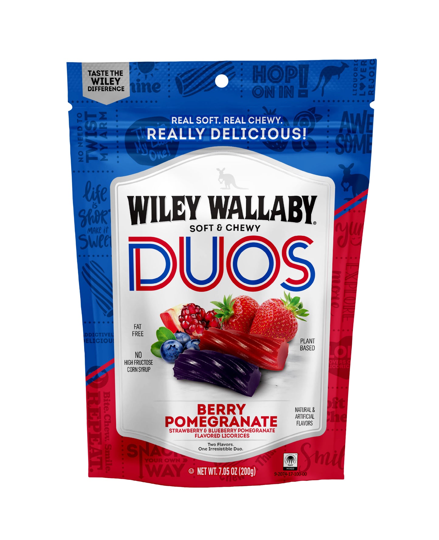 Wiley Wallaby Soft & Chewy Duos Red/Blueberry Pomegranate